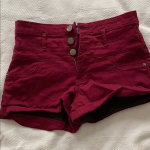 Red high waisted shorts